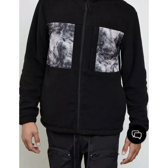 New PacSun Full Zip Polar Fleece Zip Up Hoodie Jacket Men's Black L - Picture 4 of 12